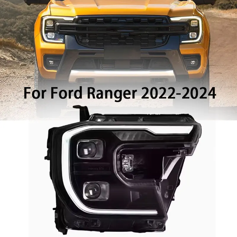 Car Styling Head Lamp Assembly For Ford Ranger T9 Headlight 2022-2024 Upgrade Modified to NEW T9 Dynamic Turn Signal Headlights