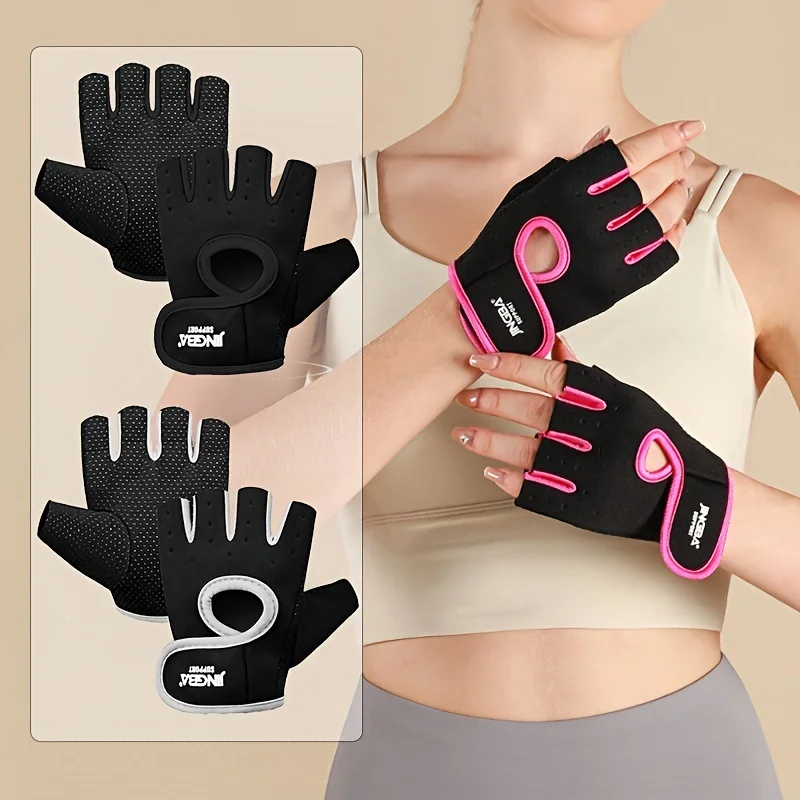 Halbfinger-Fitnesshandschuhe für Männer und Frauen, Atmungsaktive Rutschfeste Handgelenkstützende Handschuhe für Radfahren, Klettern und Outdoor-Sportarten