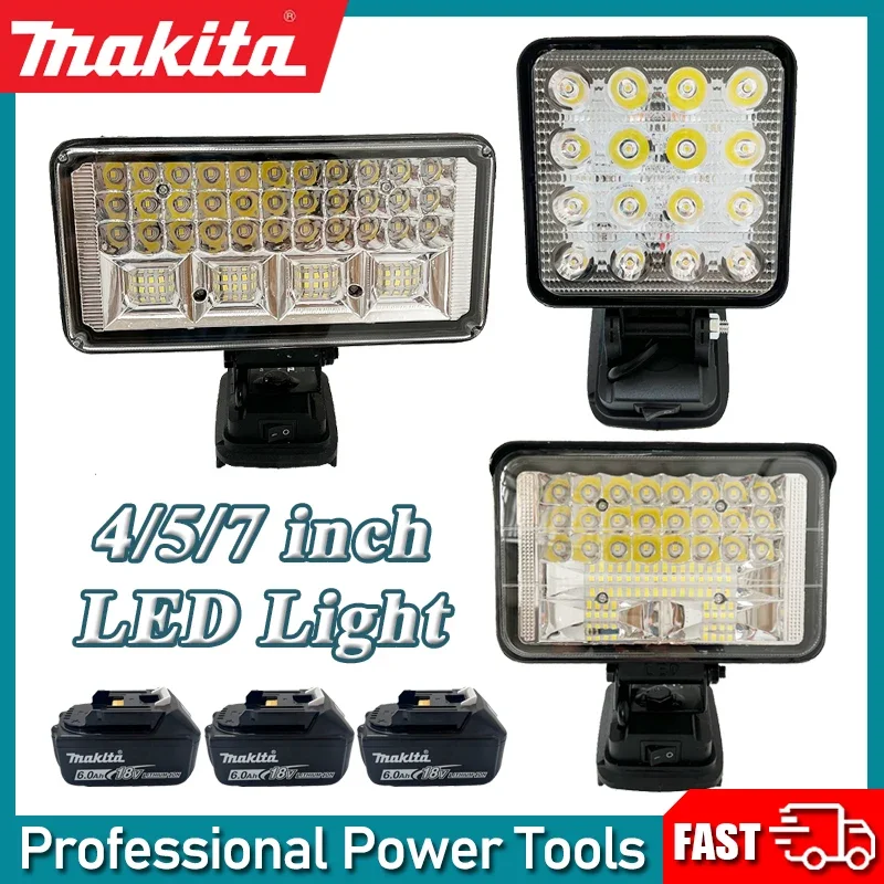 

Светодиодные прожекторы Makita, беспроводные, для работы на открытом воздухе, 4/5/7 дюймов, портативные, для рыбалки, ручные, аварийные, совместимые с аккумулятором 18В