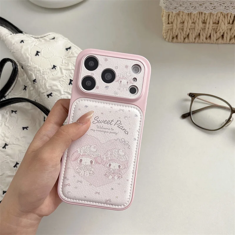 New Cute My Sweet Piano Case For iPhone 15 16 17 Pro Max Sweet Heart Character Large Lens Frame PU Leather Protective Cover