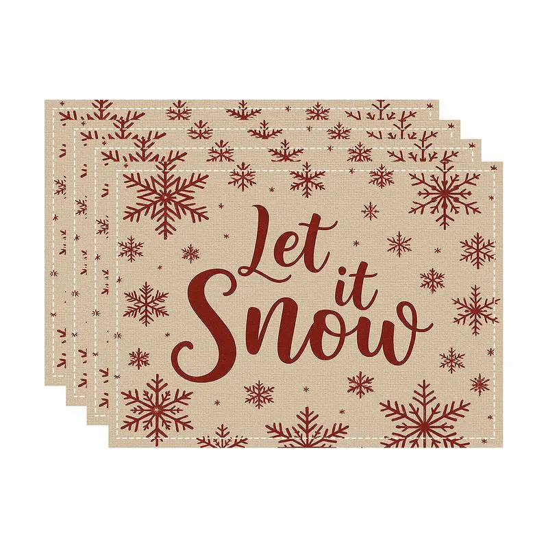 VIKAMA Retro Red Christmas Tree Meal Mat, Waterproof Insulated Table Mat for Holiday Party Decor