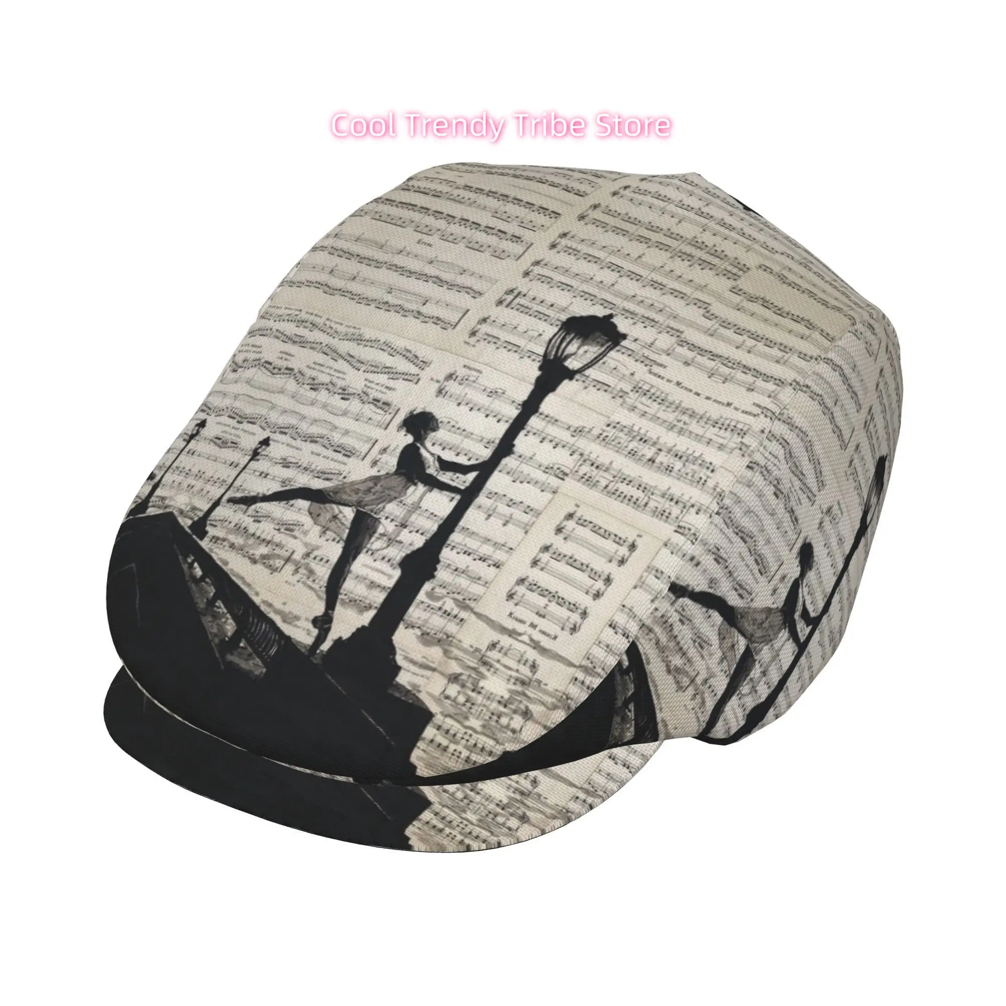 Ballet Dancer on Sheet Music All-over Print Flat-top Hats for Men and Women, Newsboy Caps, Berets, Irish Hats, Driver Caps,  Hat