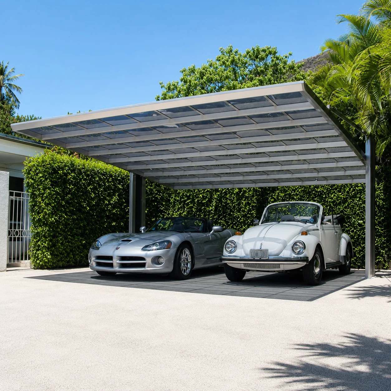 Mounted Aluminium Carport Heat Insulation PC Sheet Roof Weatherproof Residential Parking Awning Anti-corrosion Frame ForSedanSUV