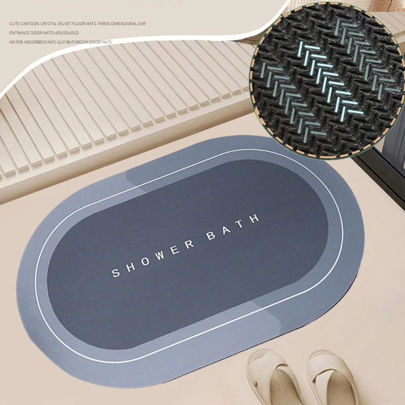 Absorbent Bathroom Bath Mat Anti-slip Shower Rug Quick Drying Bath Mats Kitchen Entrance Doormats Home Floormat Bathtub Carpet