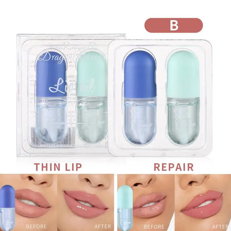 2 Stks/set Anti-Aanbaklaag Lip Plumper Kit Instant Volume Lippen Plumper Olie Hydraterende Reparatie Verminderen Lip Fijne Lijn Serum Cosmetische