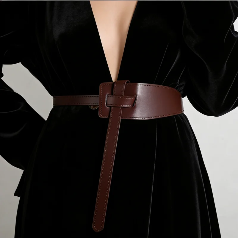 

Женские ремни из высококачественной мягкой искусственной кожи с узлом, длинные пояса для платьев, пальто, корсеты, широкие пояса-кумербанды