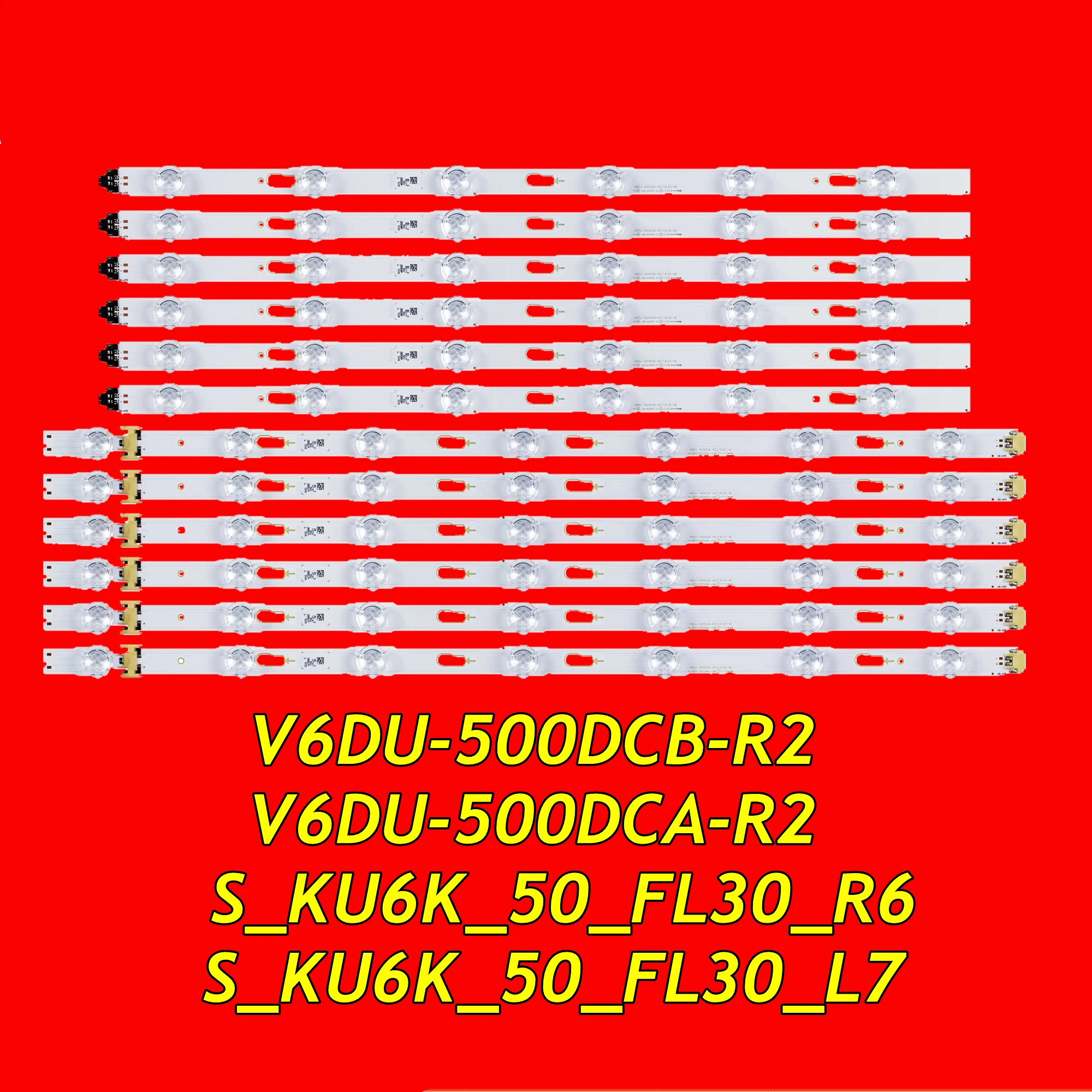 Tira LED para UE50KU6000K, UE50KU7000U, UE50MU6100K, UE50MU7000U, UE50MU7000U, UE50MU7000U, UE50KU6020W, UE50KU6070U, V6DU-500DCB-R2, V6DU-500DCA-R2