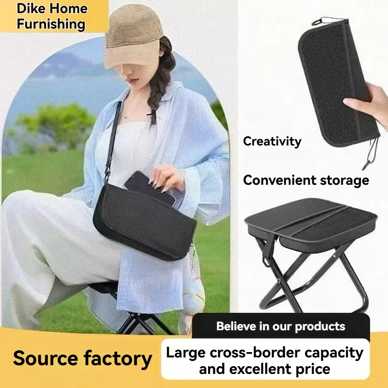 Folding Stool for Outdoor Leisure, Camping, and Hiking Fishing Trips, Convenient Shoulder Bag Style Portable Stool for Storage