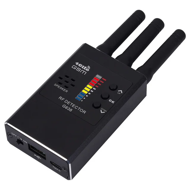 G638 Anti Spy Wireless RF Signal Detector GSM GPS Tracker Hidden Camera Eavesdropping Device Military Professional Version G738