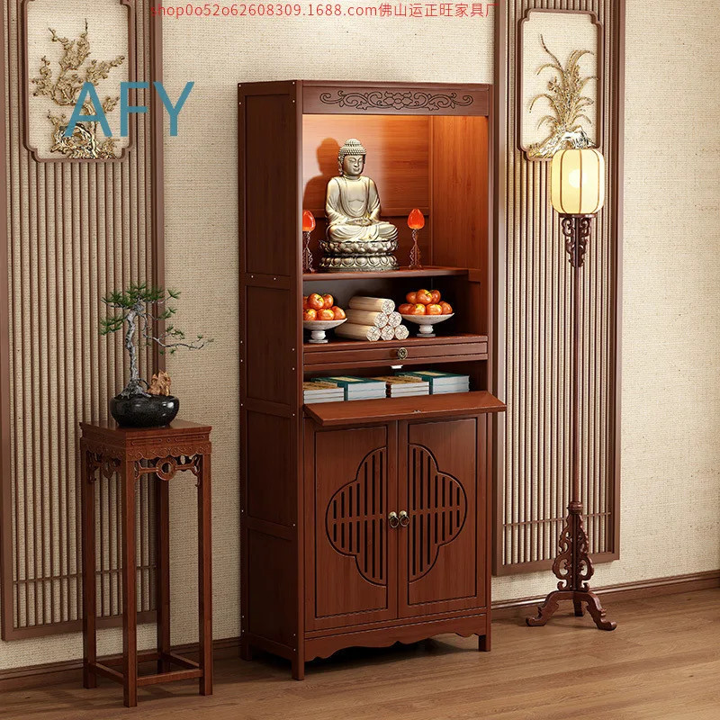 New Chinese Style Altar Cabinet with Doors for Home Use for God Statue Worship Table for Wealth God Incense Table for Feng