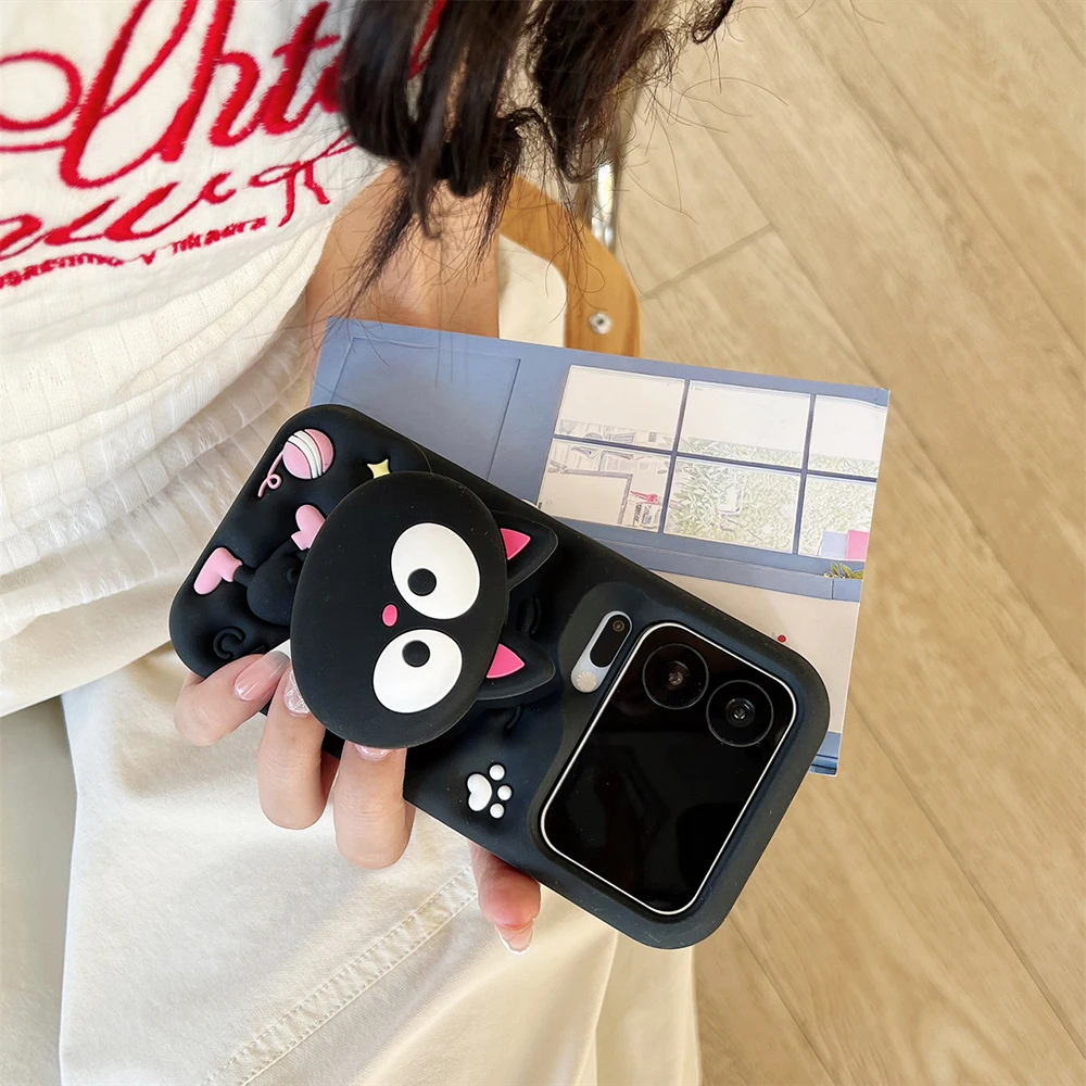 Niedliche 3D-Cartoon-Handyhülle mit schwarzer Katze, weiche Silikonhülle für Xiaomi 17 Pro Max, stoßfeste Schutzhülle mit Ständerfunktion, Fundas – Detail 1