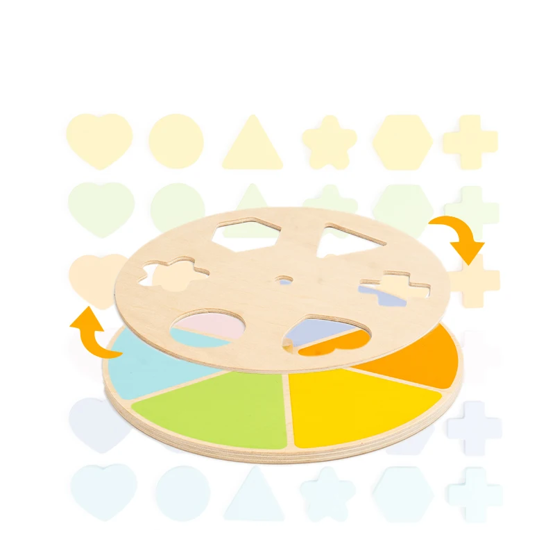 Children Early Education Shape Color Palette Color Cognitive Wooden Rotational Shape Pairing Board Kids Educational Wooden Toys