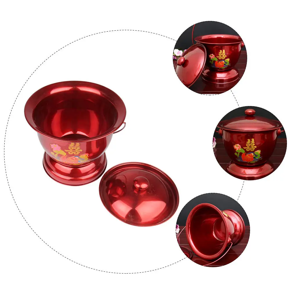 

Stainless Steel Spittoon Vintage Durable Practical Potty for Elderly Home Use Red Stainless-Steel Spittoon