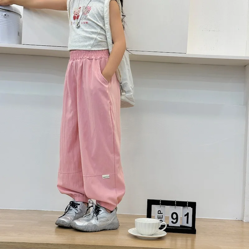 Teenager-Mädchen-Hosen, Sommer-Cargohosen mit Bändern für Mädchen, Jogginghosen, Kinderhosen, lässige, dünne Kinderkleidung für Mädchen von 2-6 Jahren – Detail 12