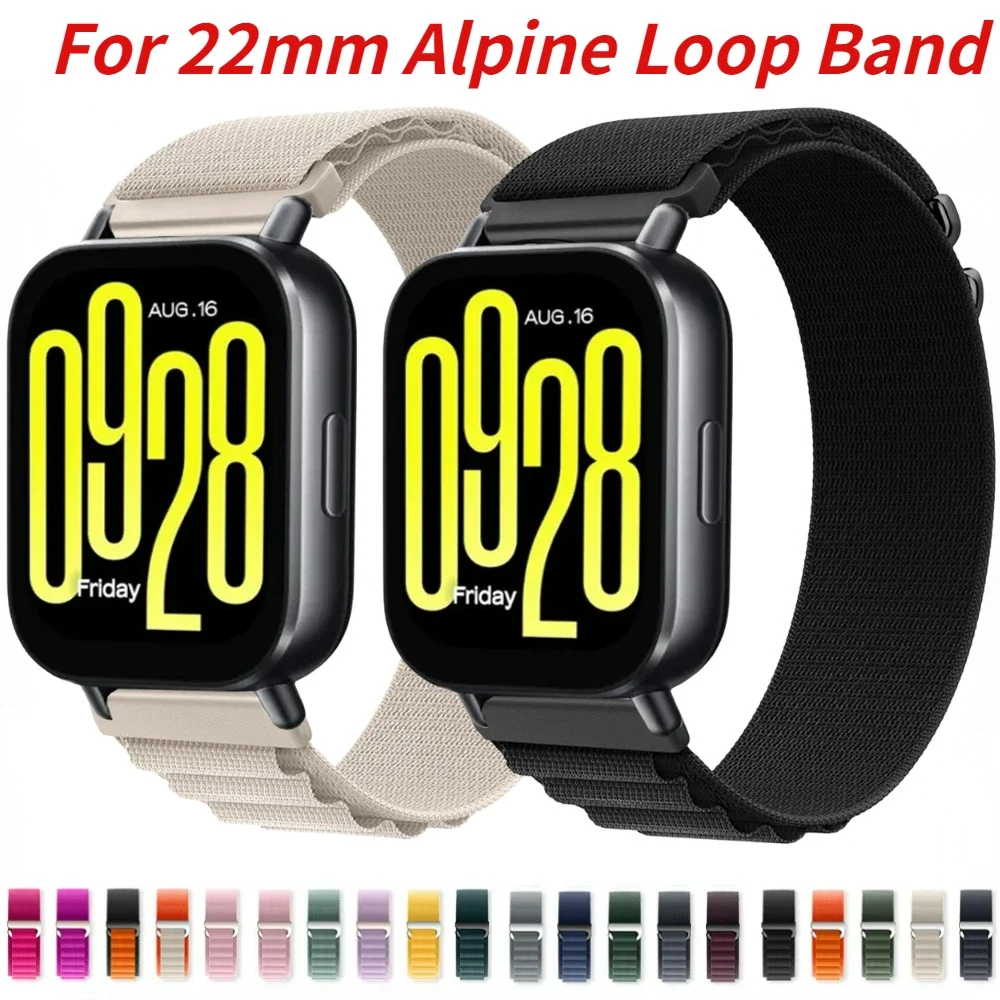 22mm Alpine Loop Strap for Redmi Watch 5 Lite Nylon Bracelet Watchbands Accessories for Redmi Watch 5 Active Breathable Strap