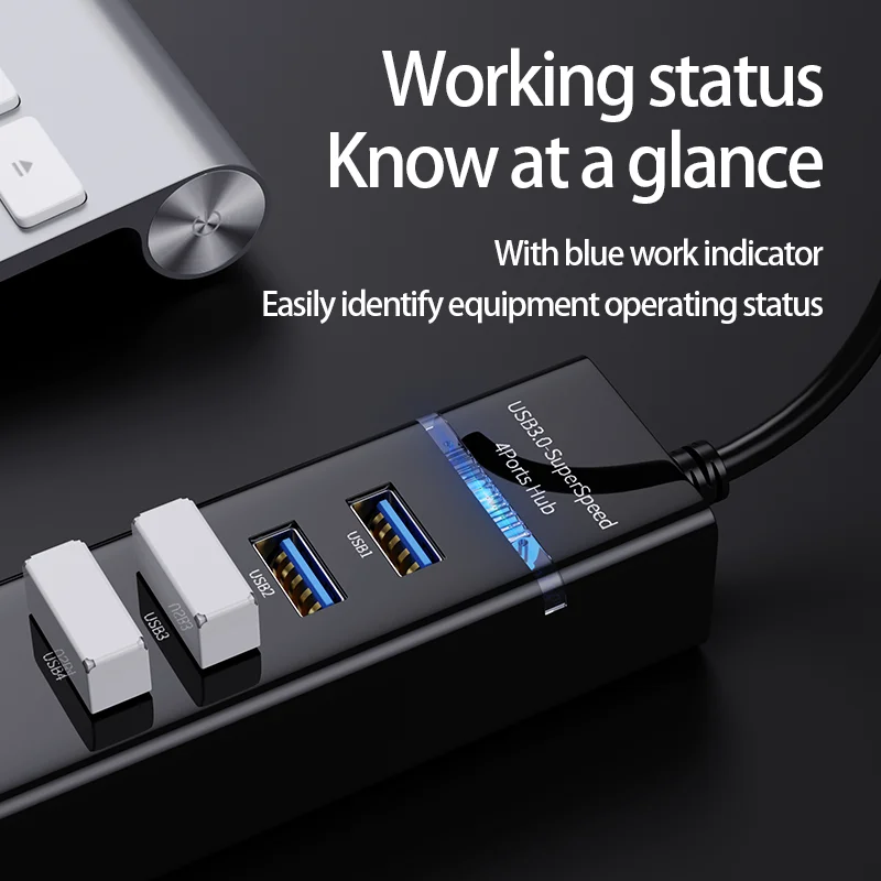 Usb3.0 Hub 4-Port عالية السرعة USB الخائن ل محركات الأقراص الصلبة محرك فلاش USB لوحة مفاتيح وماوس تمديد محول Usb Hub اكسسوارات الكمبيوتر