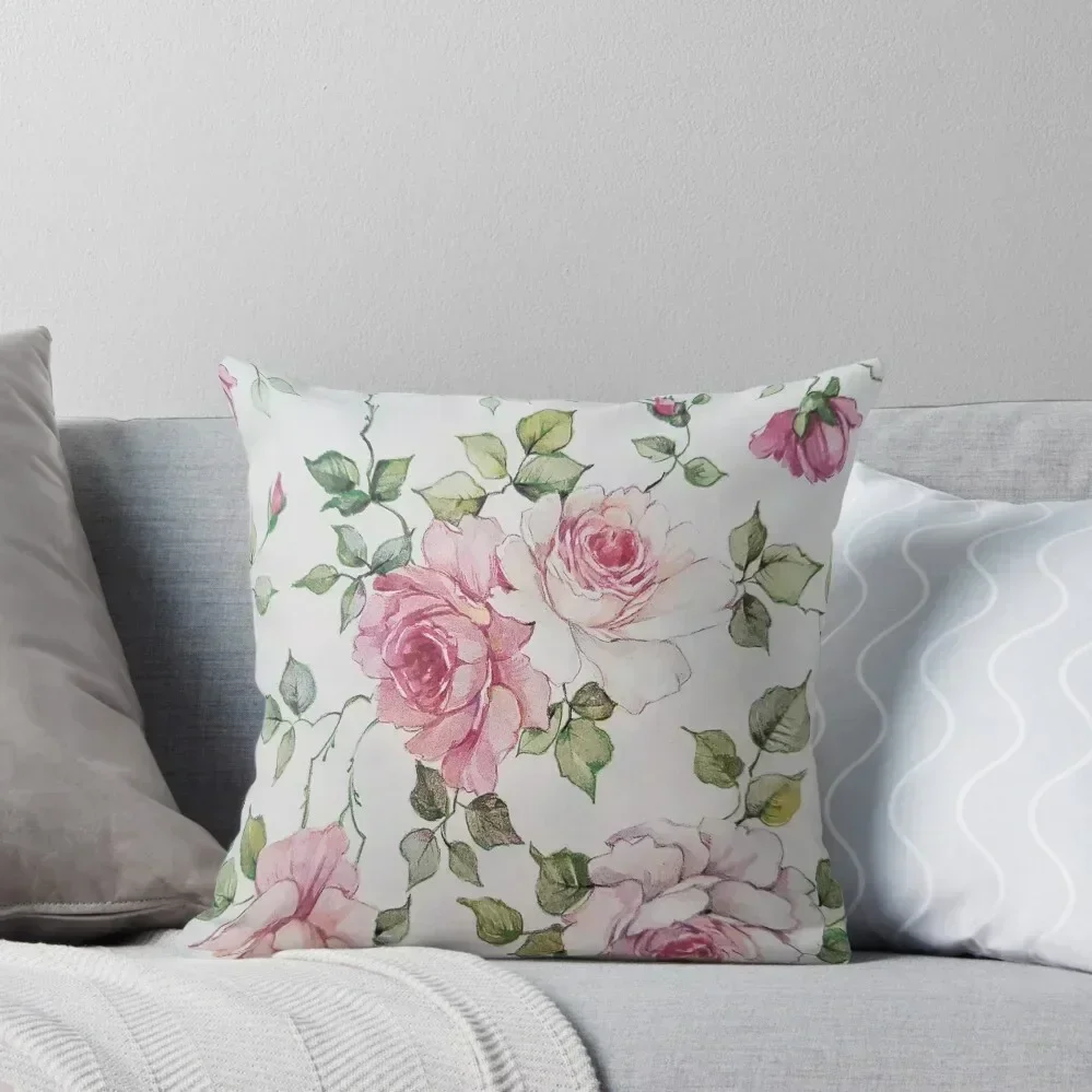 

Hand painted blush pink forest green floral Throw Pillow Cushion Child New year Sofa Covers For Living Room pillow
