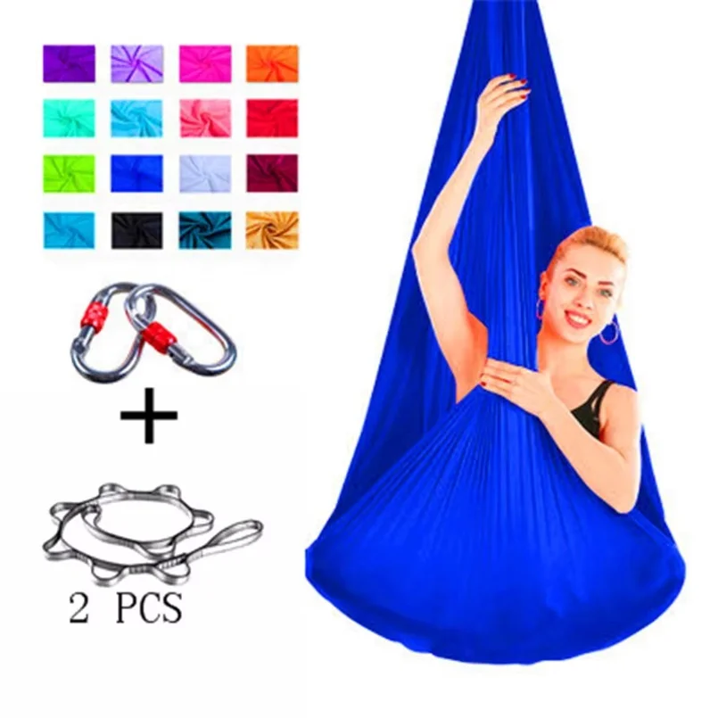 Stretch Fabric Full Set Flying-Aerial Yoga Hammock Fabric Swing Latest Multifunction Anti-Gravity Yoga Belts for Yoga Training