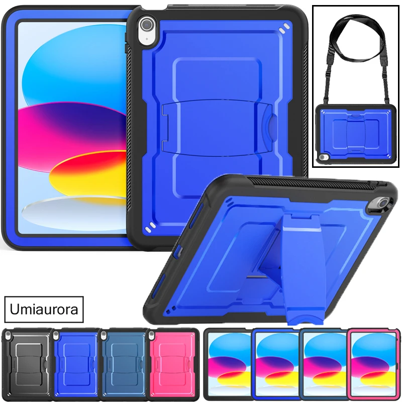 

For IPad 11th Gen 11 inch A16 7th 8th 9th 10.2 10th 10.9 Pro 10.5 Full Body Shockproof Kickstand Strap Tablet Case Armor Funda