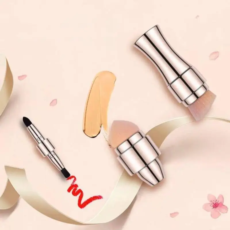 4 In 1 Makeup Brush Eyeshadow Retractable Travel Size Makeup Brush Eye Lip Face Concealing Blush Foundation Brush All In One