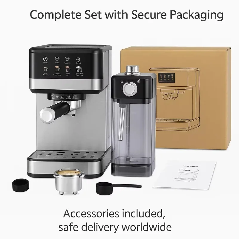 E001 15Bar Espresso Machine 9 One-Touch Programs with Detachable Milk Tank for Home Automatic Coffee Maker 220V 110V