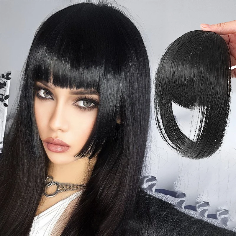 PAGEUP Synthesis Princess Cut Bangs Hair Extension Synthetic Wig Natural High Temperature Synthetic Fake Bangs Hair Piece Clip