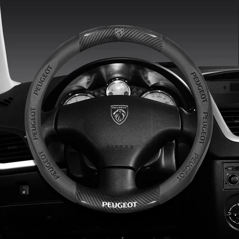 Skórzany pokrowiec na kierownicę do Peugeot GT-Line 206 207 208 307 308 406 407 408 508 607 2008 3008 4008 5008 RCZ Rifter GT
