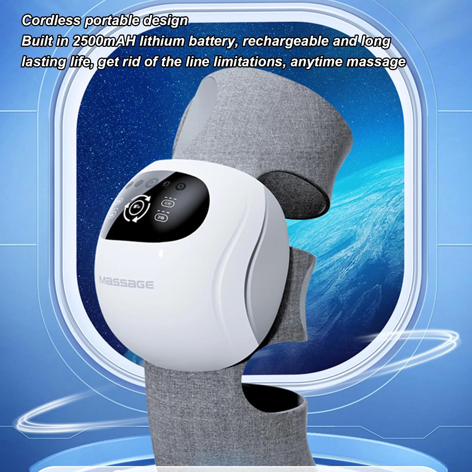 Heated Knee Massager Cordless Knee Massager Multifunction 360 Degree Surround 3D Wrap Heat and Vibration LED Screen for Office