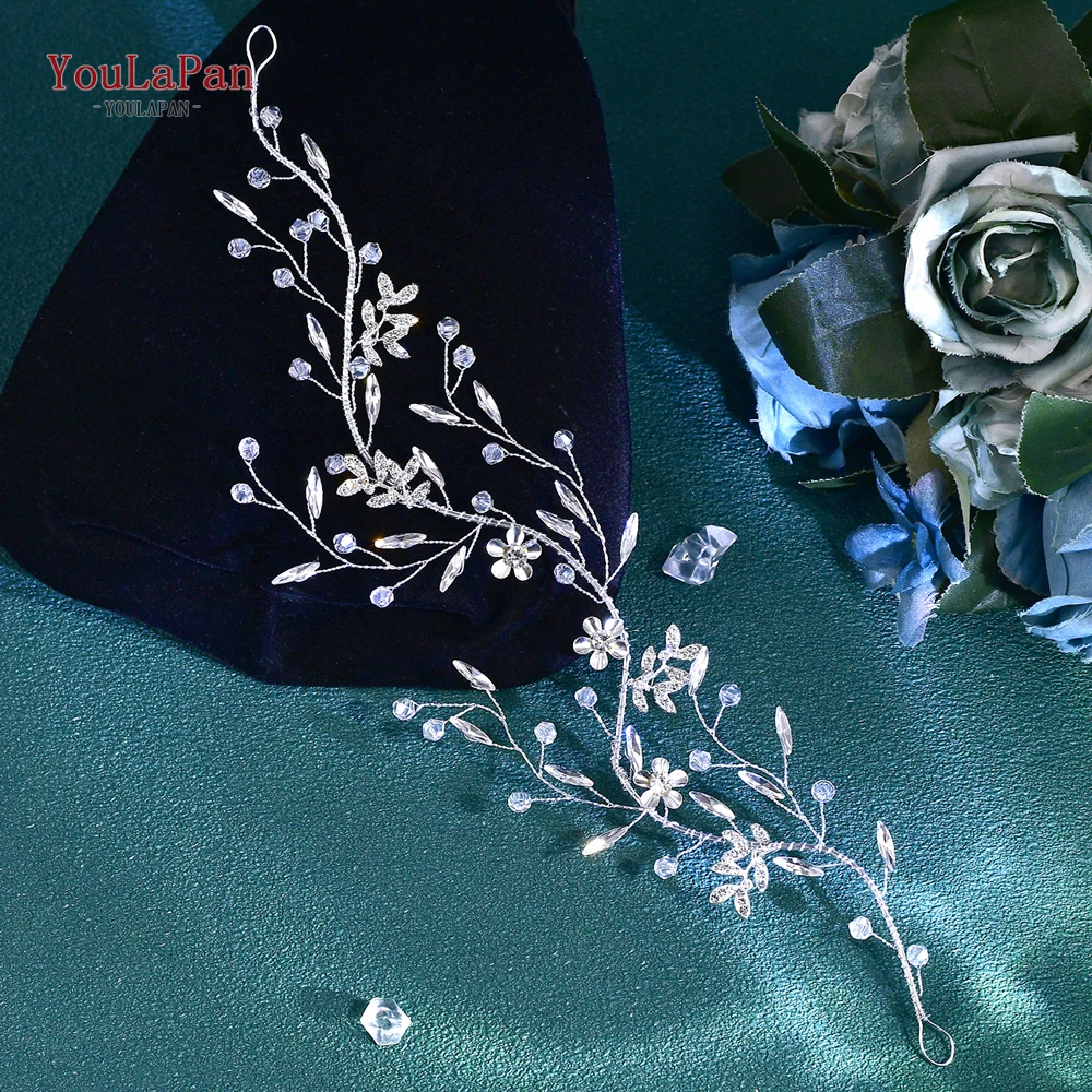 

TOPQUEEN Crystal Rhinestone Hair Band Bridal Hair Accessories Alloy Leaf Headband For Women Elegant Princess Headwear HP760