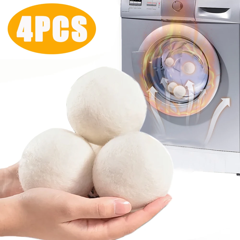 4/1Pcs Reusable Wool Dryer Ball Kit Laundry Washing Fleece Dryer Ball For Clothes Household Softener Washing Machine Accessories