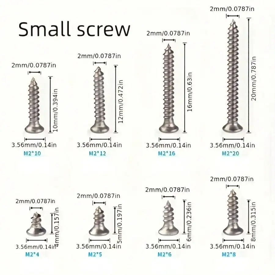 800pcs Self Wood Screws Set, M2 Flat Head Sheet Metal Screw, Self Screws Assortment Kit Lock Nuts Screw Fastener Sets image 6