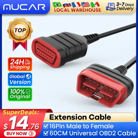 THINKCAR ThinkDiag 익스텐션 케이블, 자동차 OBD2 진단 케이블, 수-암 커넥터, 자동 진단 라인 액세서리, 16 핀, 60cm