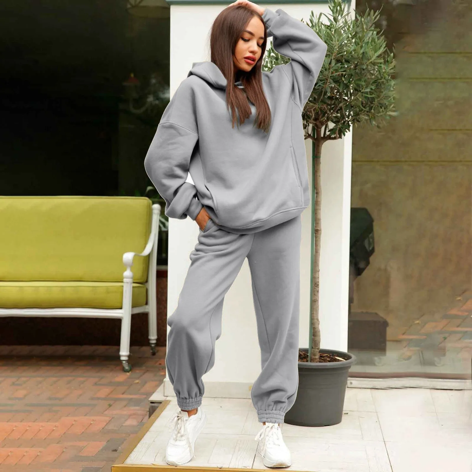 Autumn 2 Piece Outfits Oversized Hoodies+Pants Streetwear Sport Suit Spring Two Piece Set Woman Set Women\'s Female Tracksuit