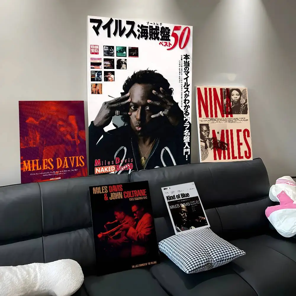 Hot Miles Davis Kind Of Blue Brew Jazz Music Star Poster Stickers Living Room Bedroom Entrance Cafe Wall Art Decoration Painting