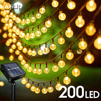 Solar String Lights Outdoor 200 LED Crystal Globe Light 8 Modes,Waterproof Patio Lights for Garden Yard Christmas Party Decor