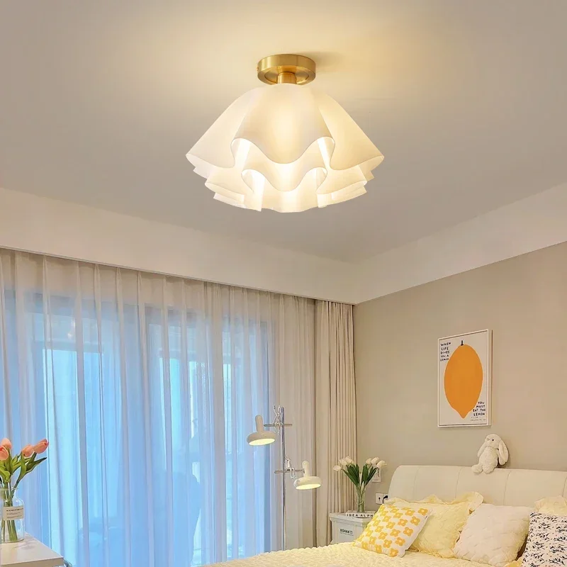 Cream White LED Chandeliers for Bedroom High Quality Ceiling Pendant Lamp Bar Living Room Bedroom Nordic Pendant Ceiling Light