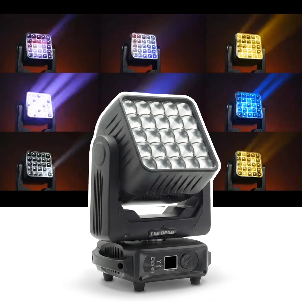 400W 25Pcs LED Moving Head Matrix Light Zoom RGBW 4in1 Pixel Beam Stage Lighting DMX512 DJ Club Concert Event Performance