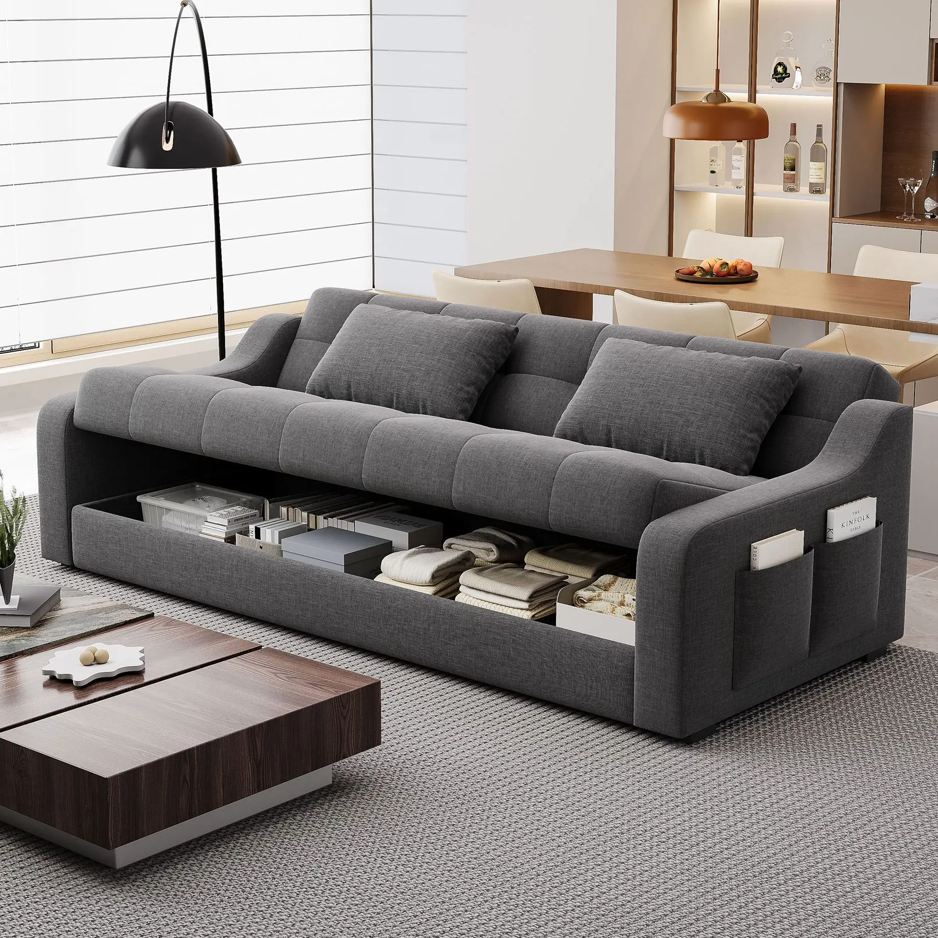

Small Apartment Double Sofa Bed Folding Can Be Made To Sleep Dual-purpose Multi-functional Storage Living Room