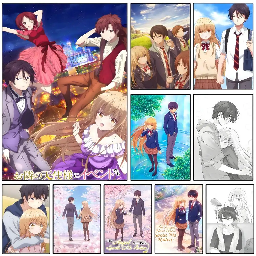 T-The Angel Next Door Spoils Me Rotten Anime Poster  Self-adhesive Art Waterproof Paper Sticker Coffee House Bar Room Wall Decor