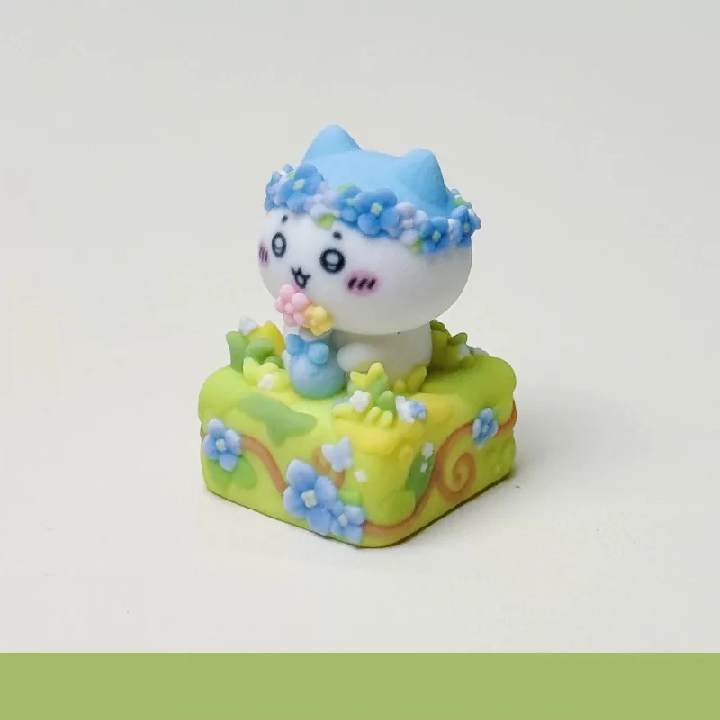 Chiikawa Hachiware Usagi Kawaii Anime Cartoon Keycap Spring Day Sea of Flowers Single Three-dimensional Machine Keycap Gift view 2