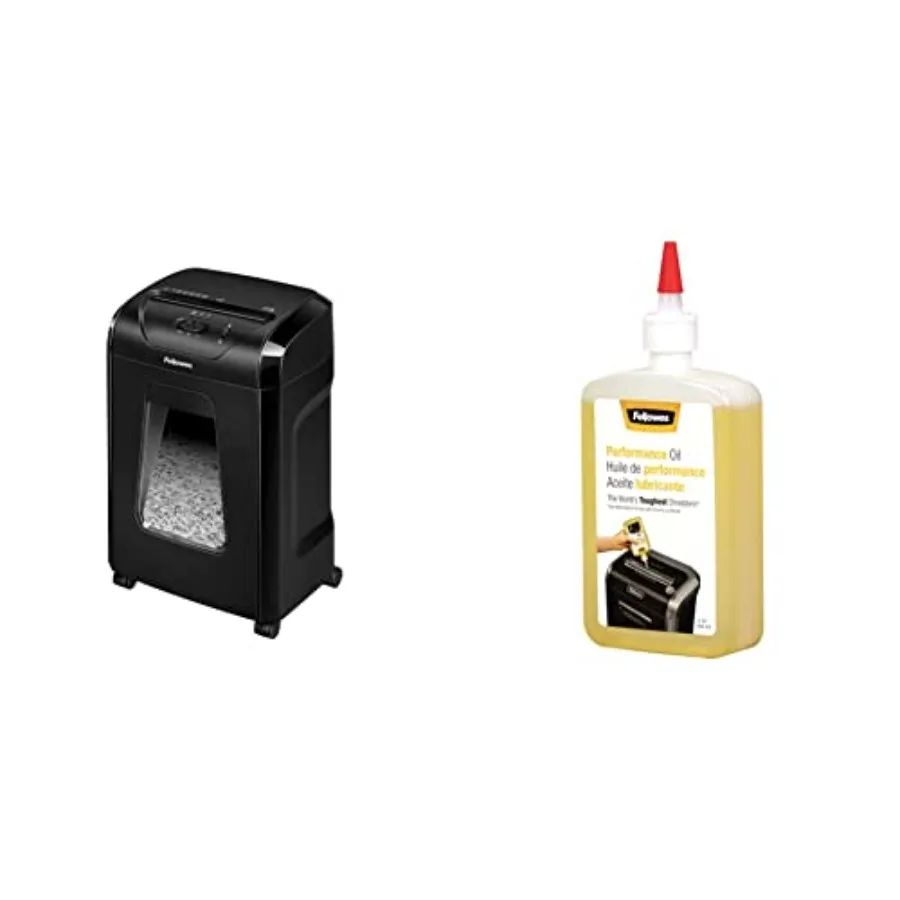 

Home and office paper shredder, steel blades, black, cross-cut shredding with safety lock and included 12 oz shredder oil with