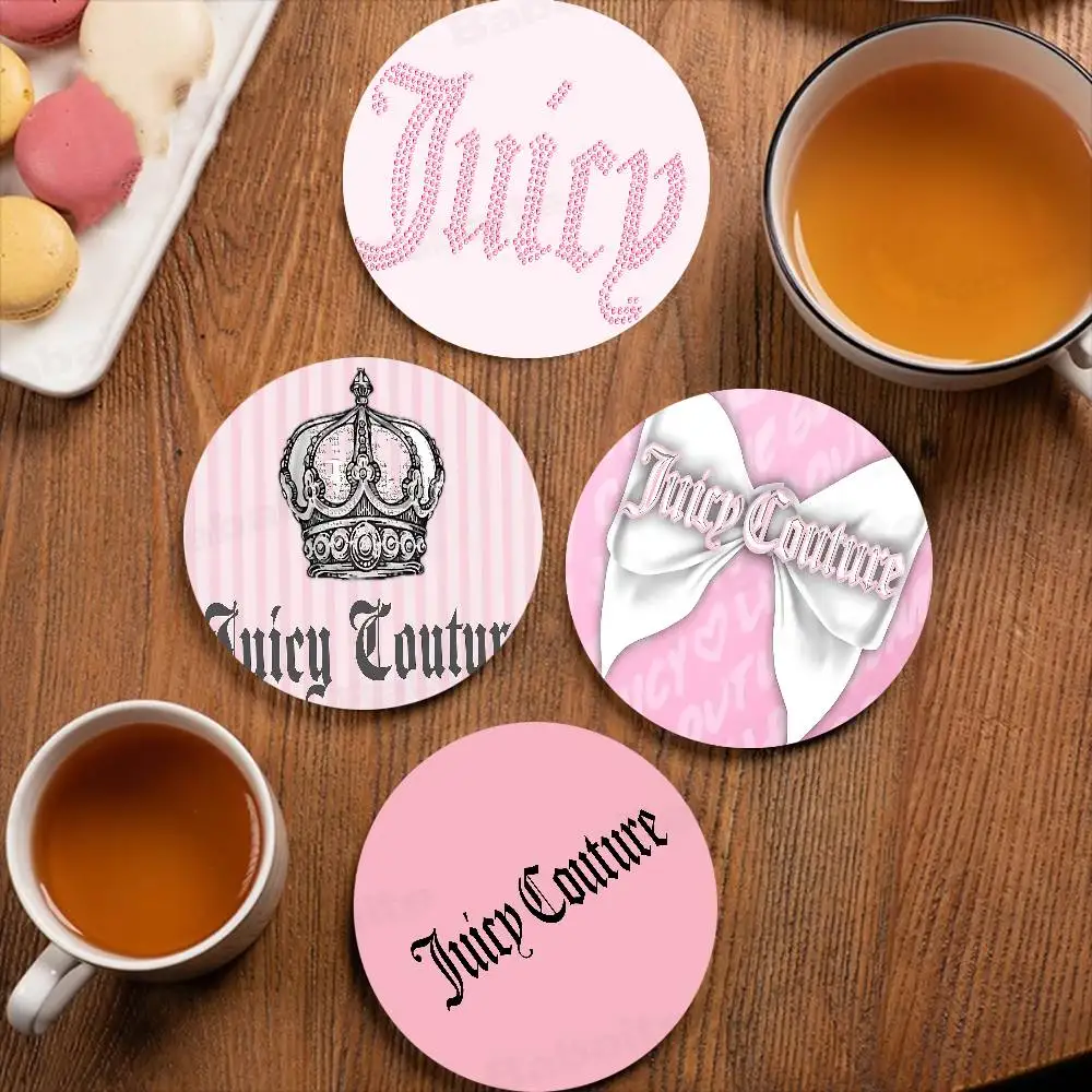 Perfumes J-Juicy C-CoutureS-S Round Coasters Insulated Durable Cups Coffee Coaster Plate Mats Home Decoration Kitchen Utensils