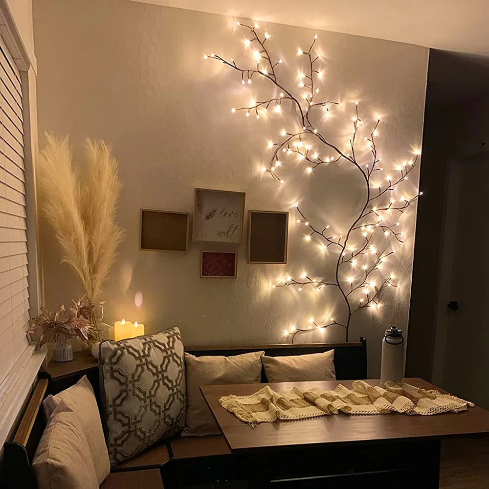 Led Vine Rattan Branch Lights USB Input 8 Lighting Modes for Wall Home Decorations