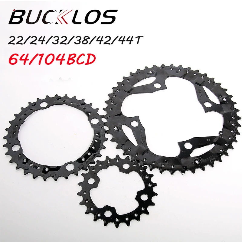 BUCKLOS Bicycle Triple Chainring 22-44T 64/104bcd MTB Road Bike Chain Ring Double Triple Chainwheel Bike Sprocket For 9s 10s