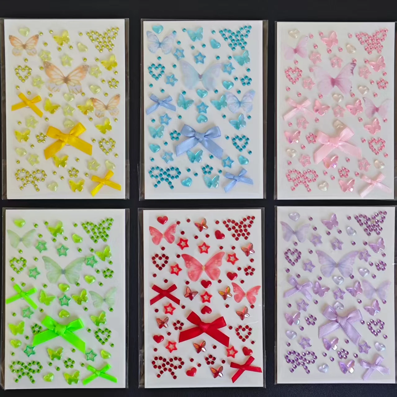 Arc coloré, coeur, étoile, autocollants en strass stéréo, adaptés à la décoration faite à la main, autocollants pour le visage, maquillage, autocollants de papeterie pour enfants
