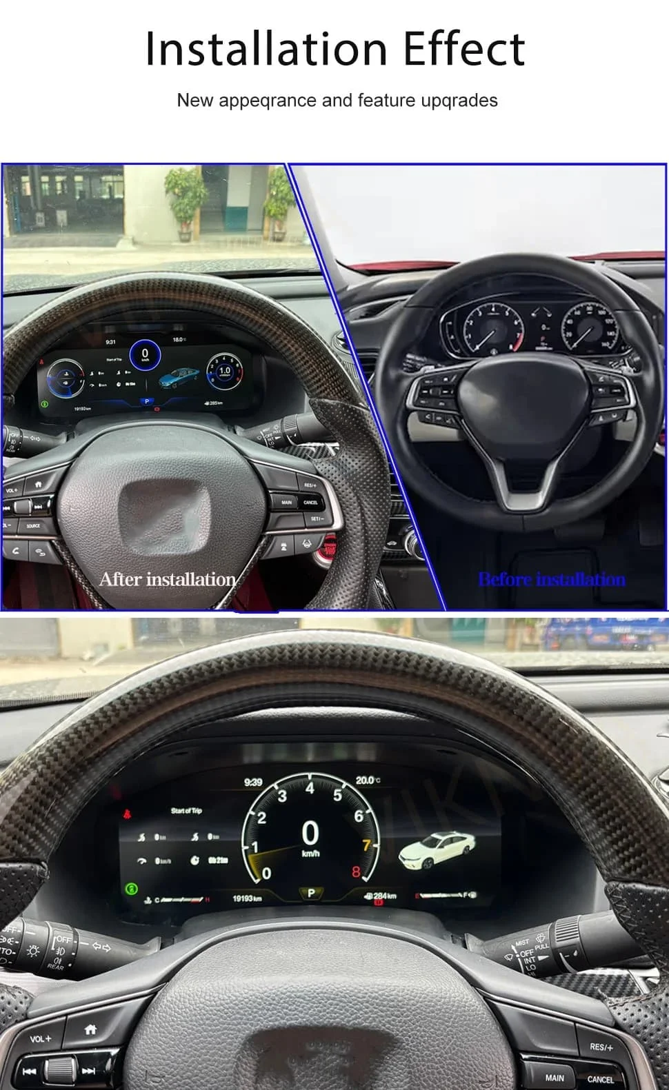 Factory Outlet Smart Car LCD Digital Cluster For Honda Fit Jazz 2014-2020 Dashboard Virtual Cockpit Instrument Auto Speed Meter