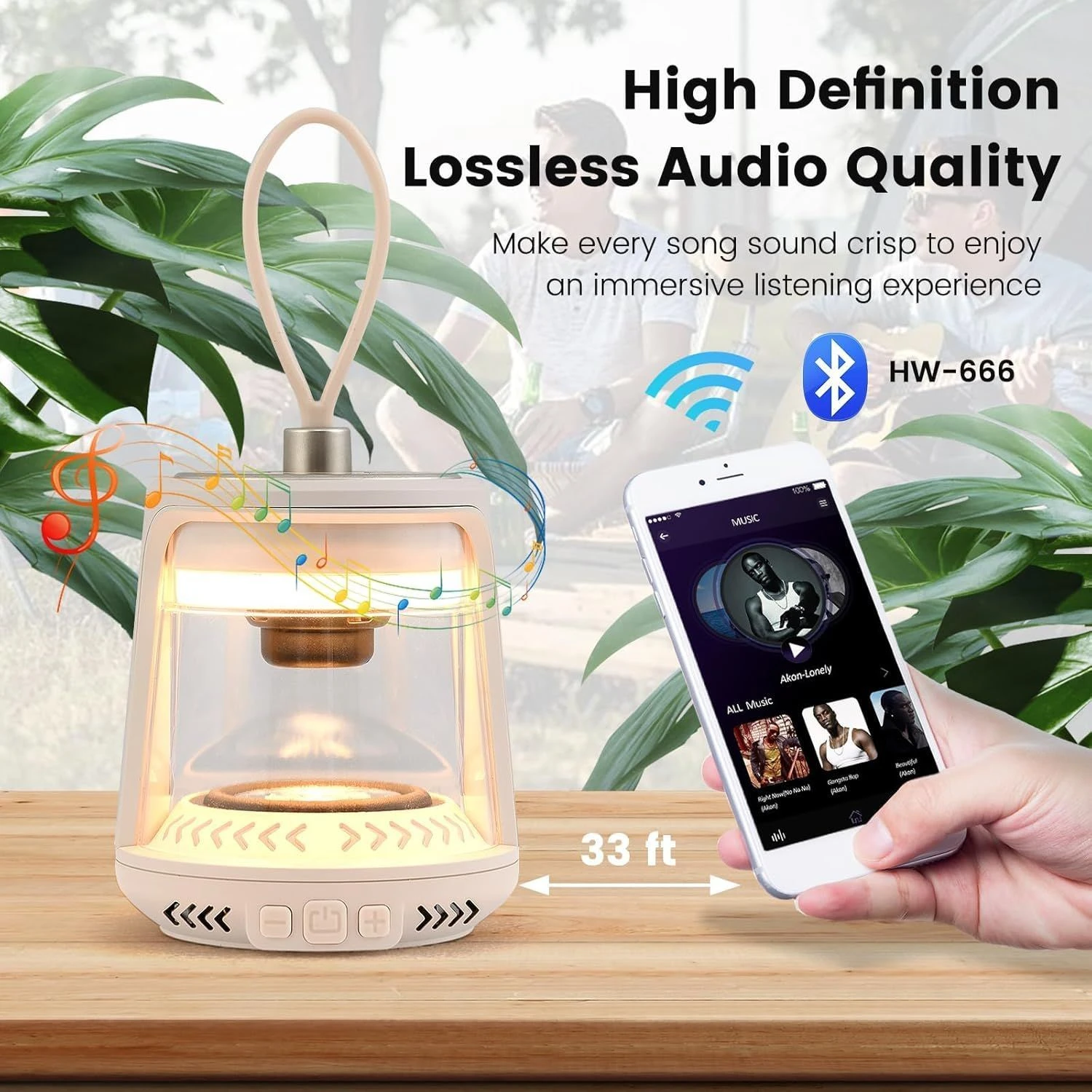Outdoor Trendy Camping Light with Extra Long Battery Life, Portable Tent Ambient Lamp, Rechargeable Bluetooth Speaker