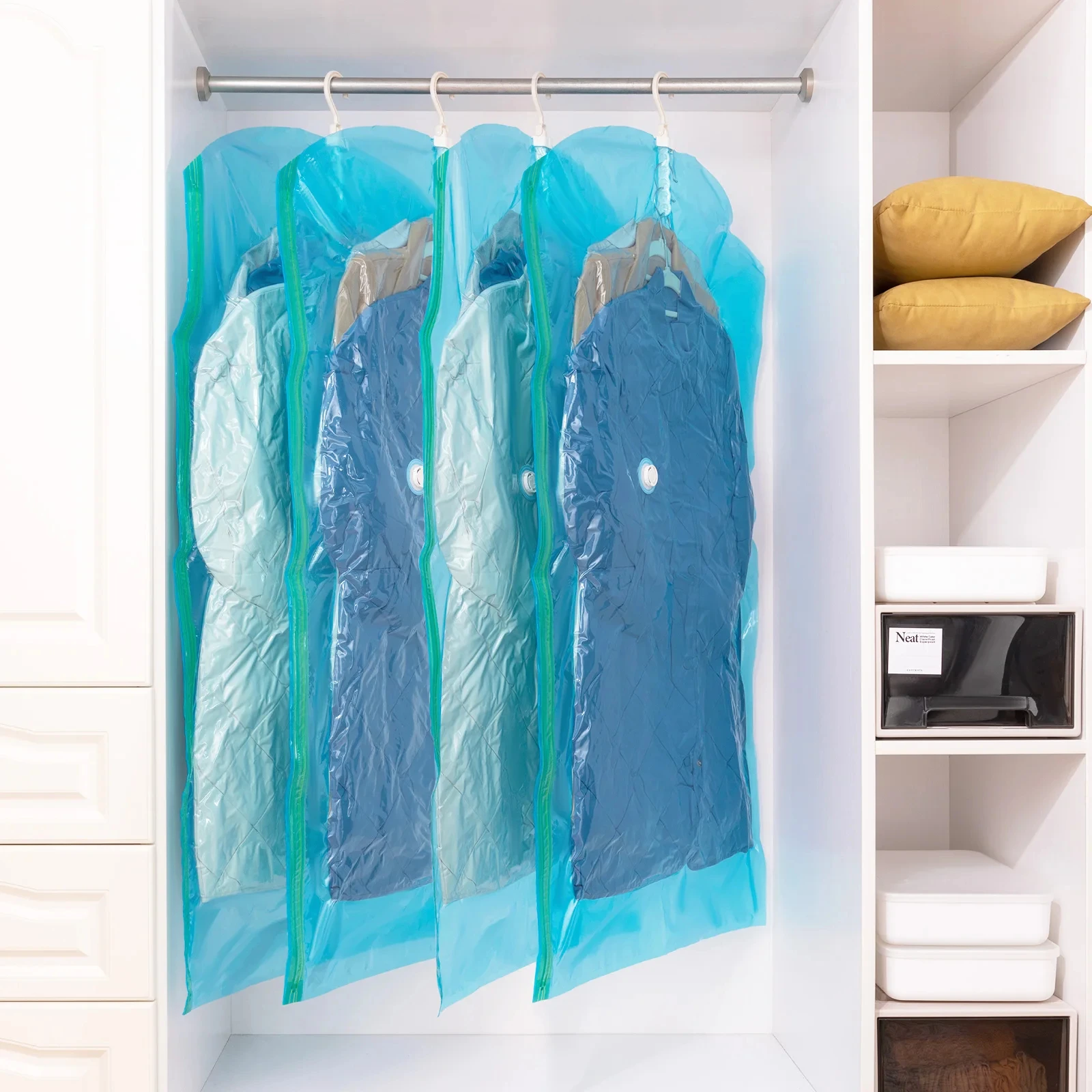 TAILI Hanging Vacuum Storage Bags Hanging Space Saver Bags Hanging Storage Bags for Clothes,Vacuum Sealed for Suits Dress Jacket