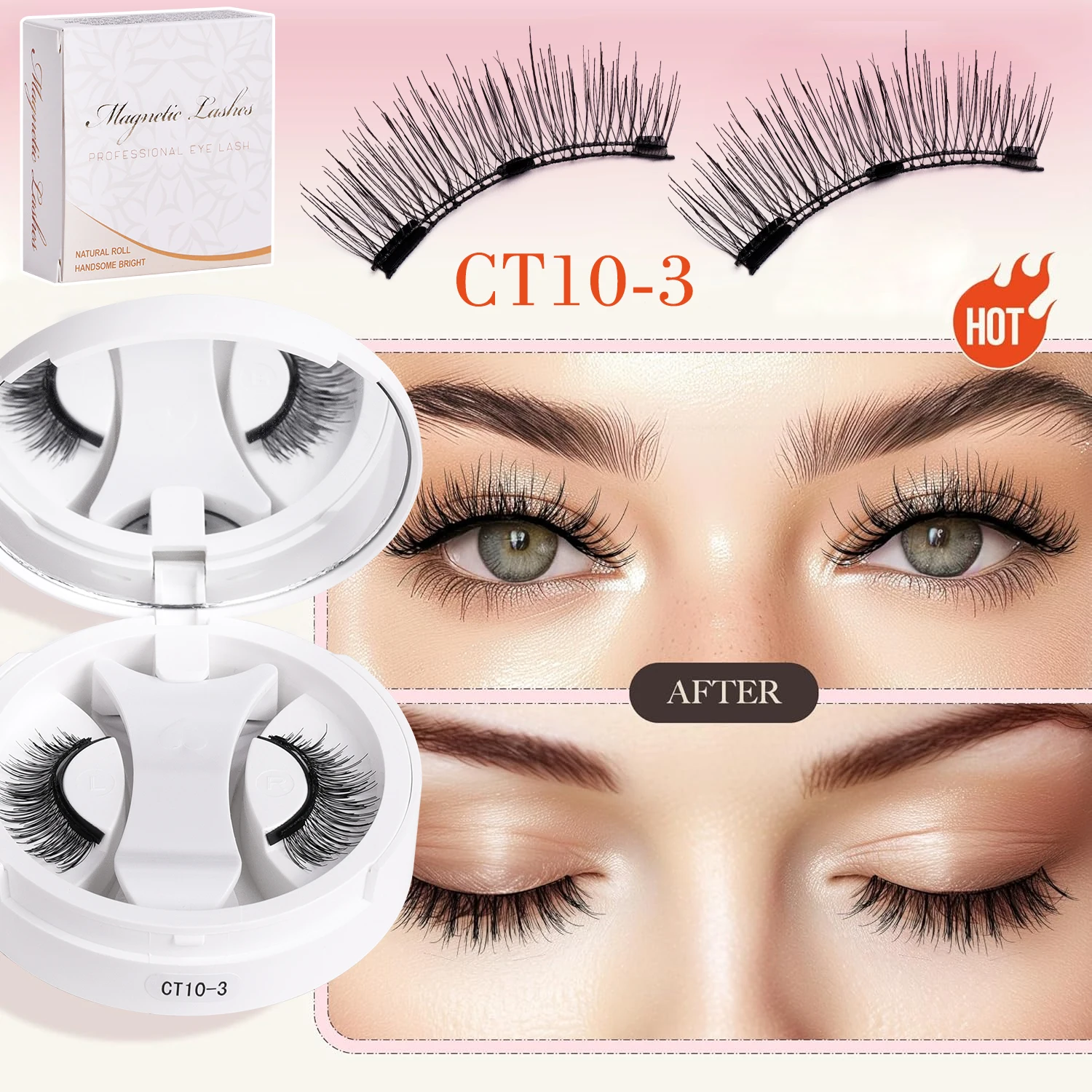 1 زوج الغراء الحرة المغناطيسي رمش قابلة لإعادة الاستخدام الرموش المغناطيسية مجموعة رمش بكرة الشعر رقيق الرموش الصناعية ملحقات ماكياج أداة #3