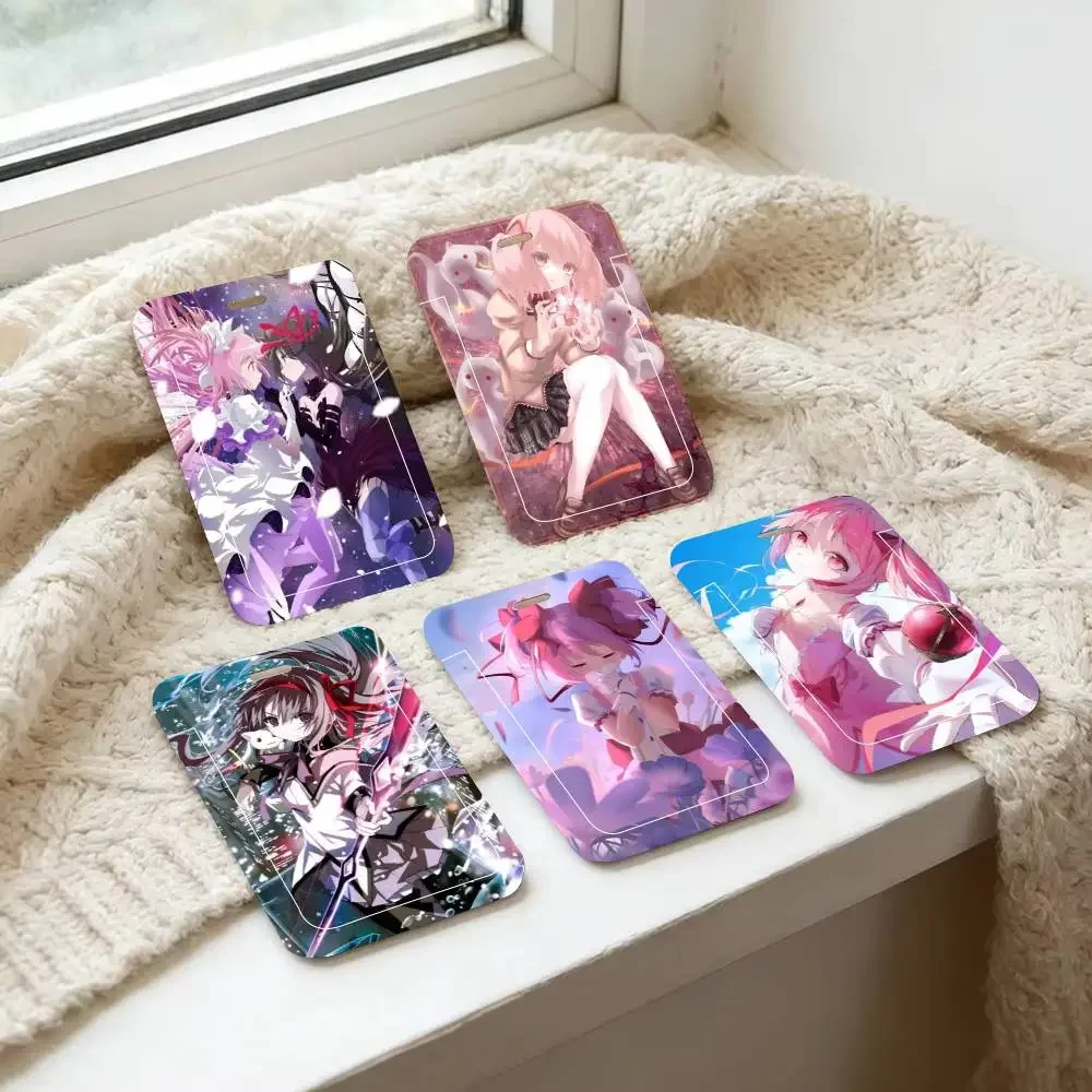 Kaname Madoka Mahou Shoujo Madoka Magica Anime ID Card Holder Lanyard Covers Women Men Work Permit Holder Students Kids Bus